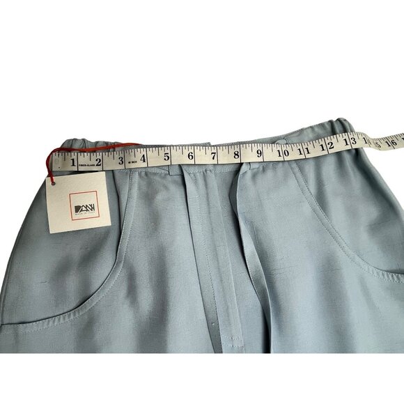 AW Medium Light Blue High-Waisted Midi Skirt With Pockets & Tie Belt 83i - Picture 5 of 9